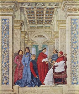Melozzo da Forli, Sixtus IV utnämner Bartolomeo Platina till Vatikanbinliotekets förste prefekt